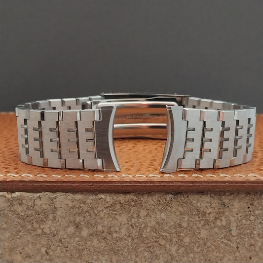 19mm 18mm 17mm Bulova Solid-Link Stainless Steel 1970s Vintage Watch Band