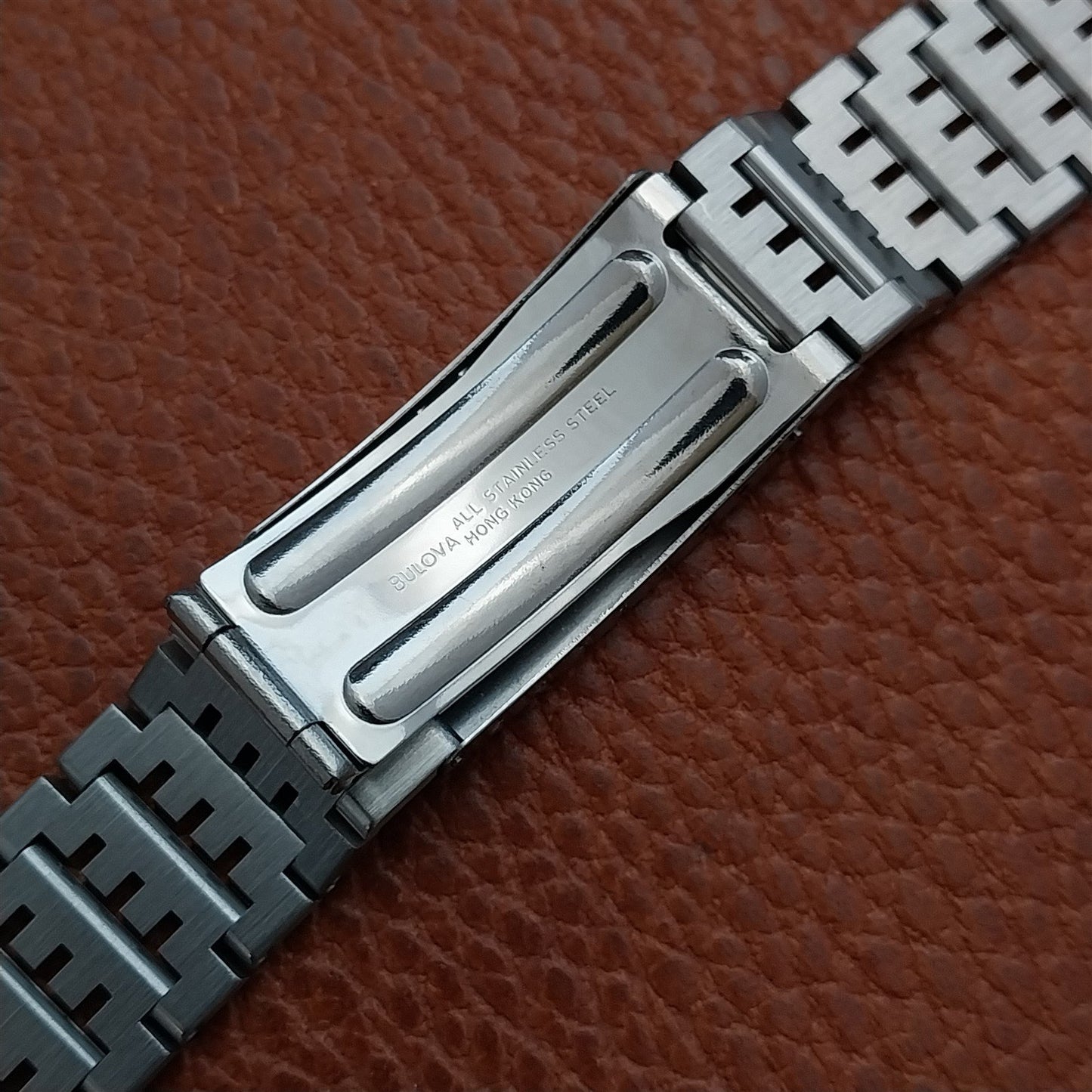 19mm 18mm 17mm Bulova Solid-Link Stainless Steel 1970s Vintage Watch Band