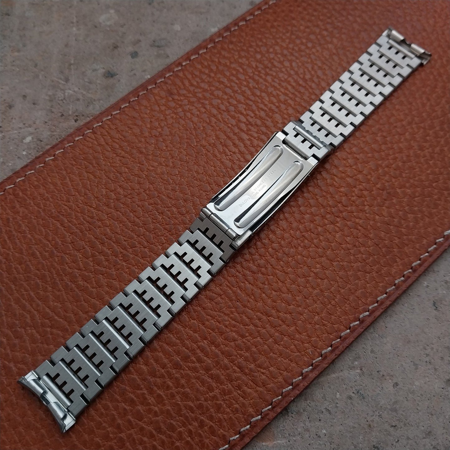 19mm 18mm 17mm Bulova Solid-Link Stainless Steel 1970s Vintage Watch Band