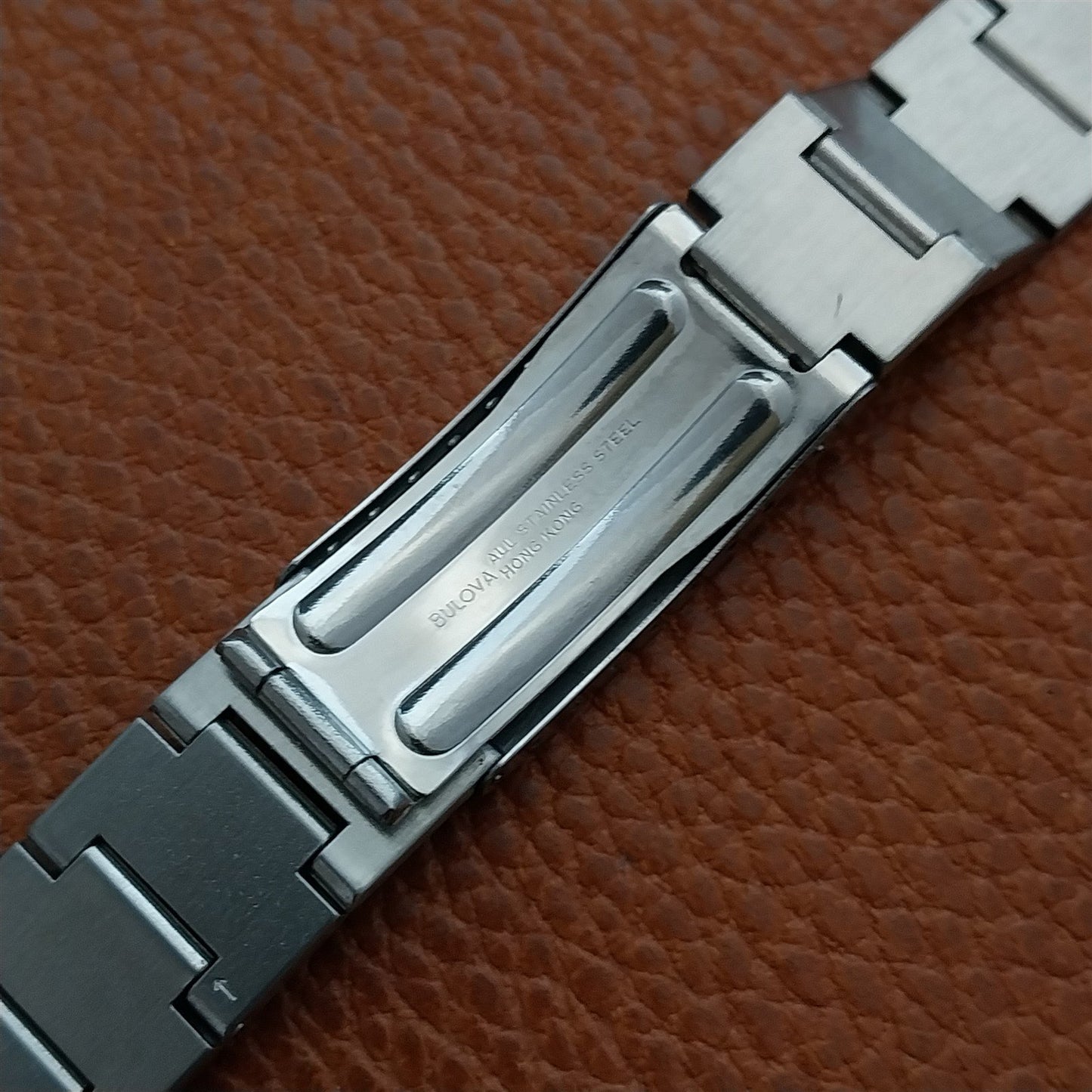 19mm 18mm 17mm Bulova Solid-Link Stainless Steel nos 1970s Vintage Watch Band