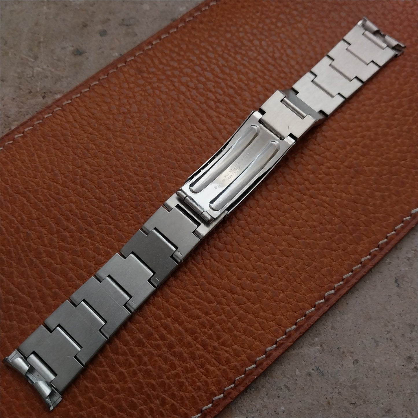 19mm 18mm 17mm Bulova Solid-Link Stainless Steel nos 1970s Vintage Watch Band