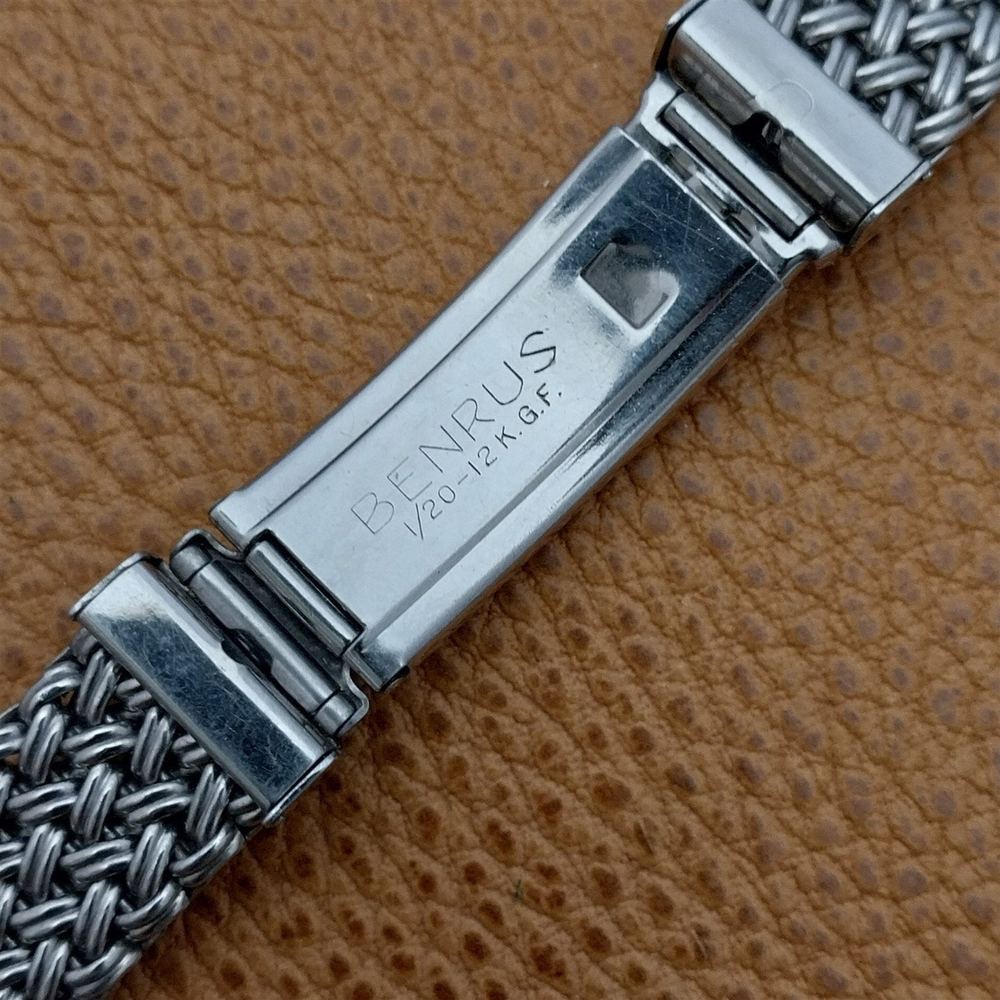 Benrus 5/8" 12k White Gold Filled Mesh nos Classic 1940s Vintage Watch Band