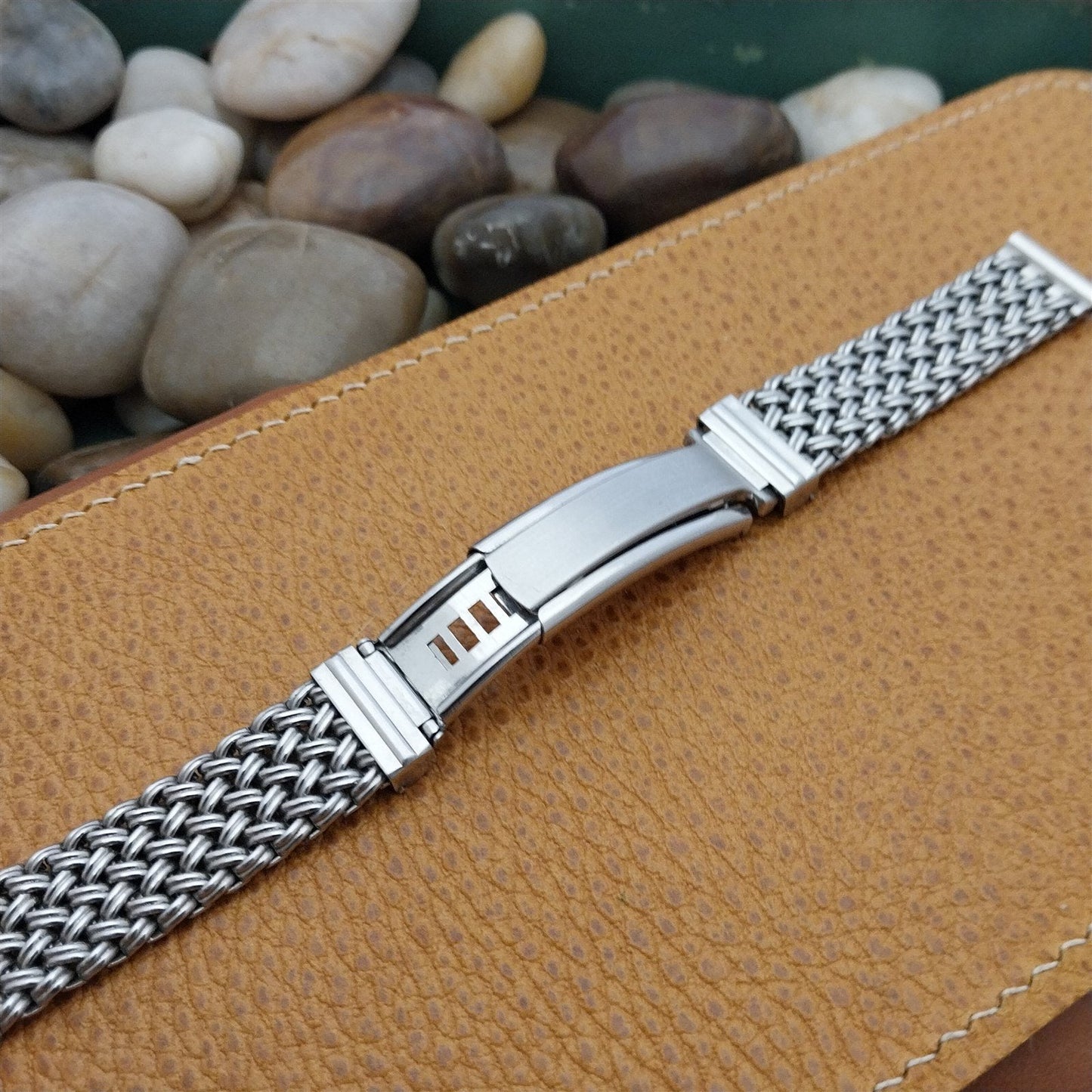 Benrus 5/8" 12k White Gold Filled Mesh nos Classic 1940s Vintage Watch Band