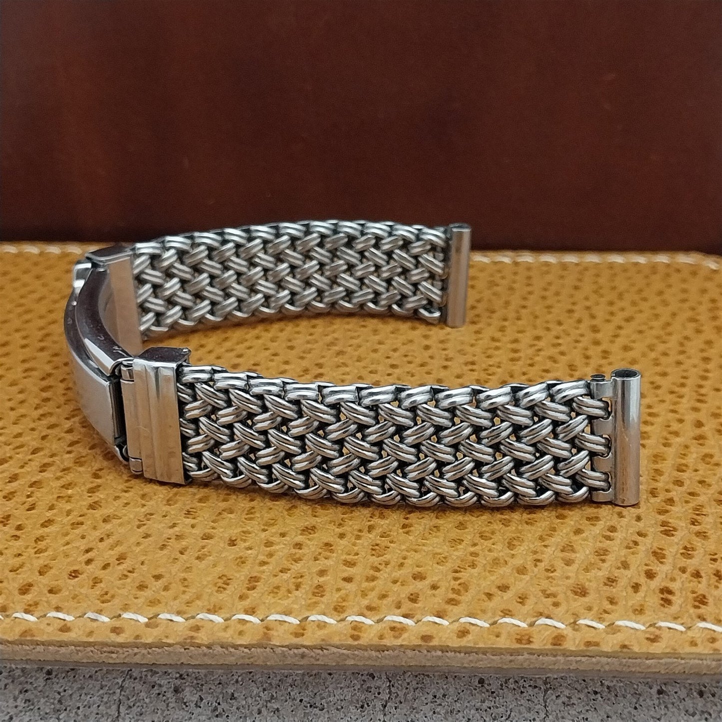 Benrus 5/8" 12k White Gold Filled Mesh nos Classic 1940s Vintage Watch Band