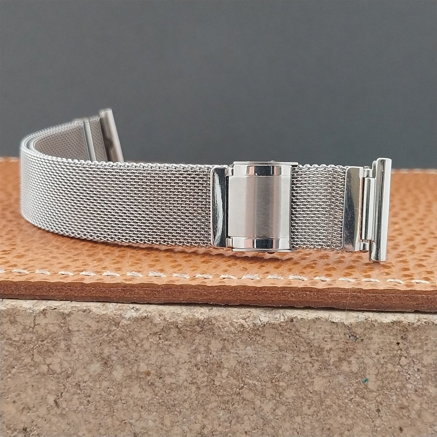 Vintage 18mm 17mm Stainless Steel Mesh Overlap Unused Classic 1950s Watch Band