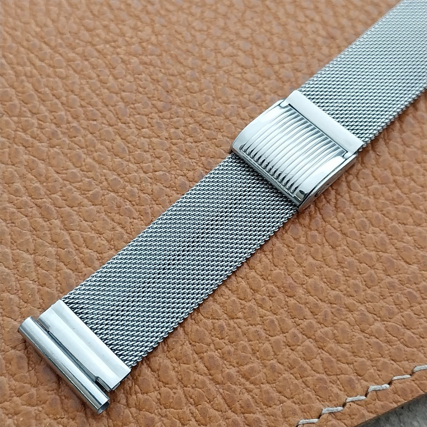 Vintage Fischer 17mm 16mm Stainless Steel Mesh Overlap Unused 1950s Watch Band