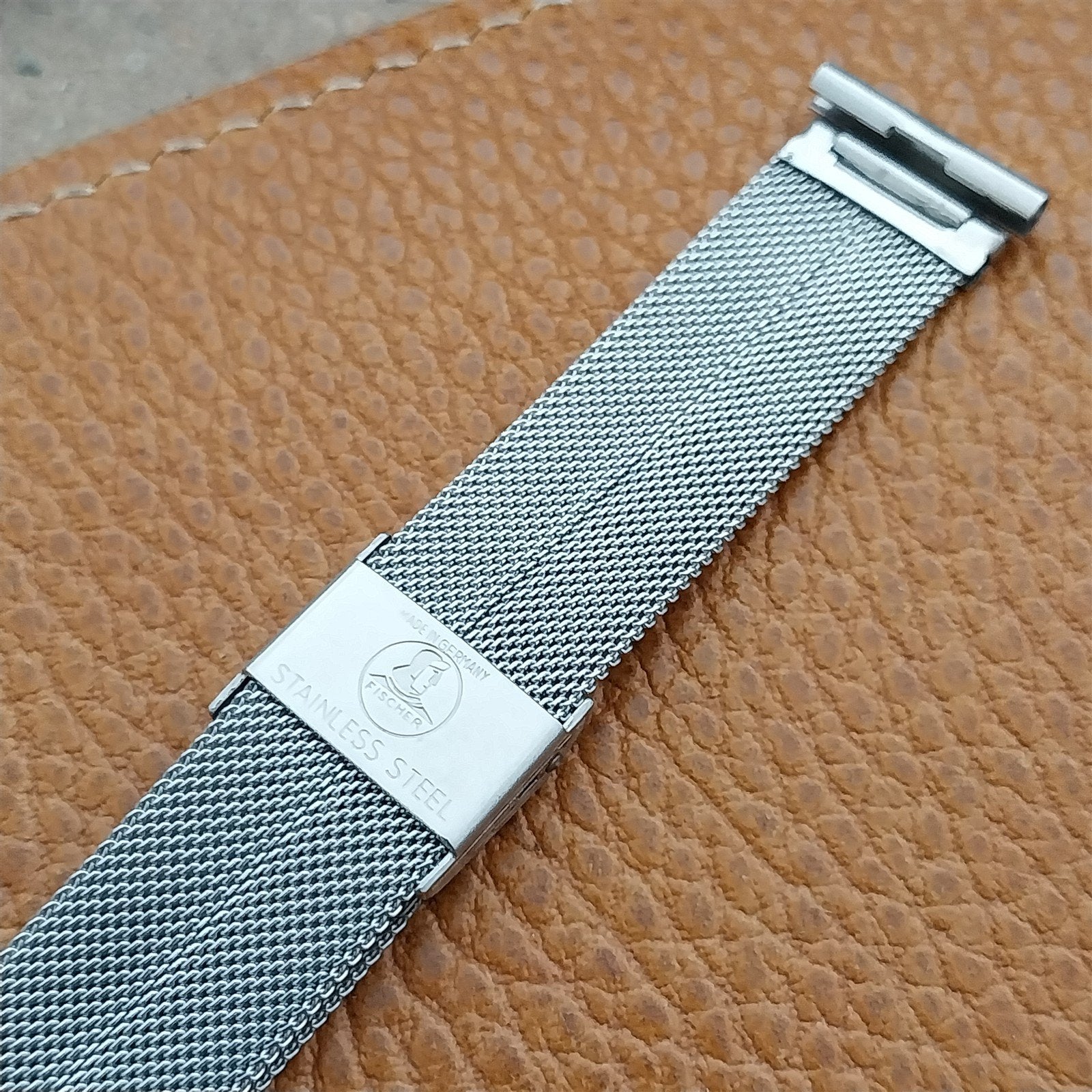 Vintage Fischer 17mm 16mm Stainless Steel Mesh Overlap Unused 1950s Watch Band