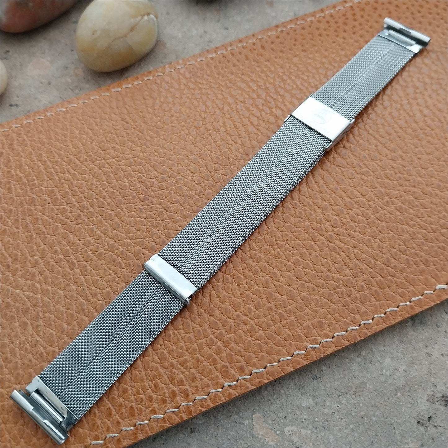 Vintage Fischer 17mm 16mm Stainless Steel Mesh Overlap Unused 1950s Watch Band