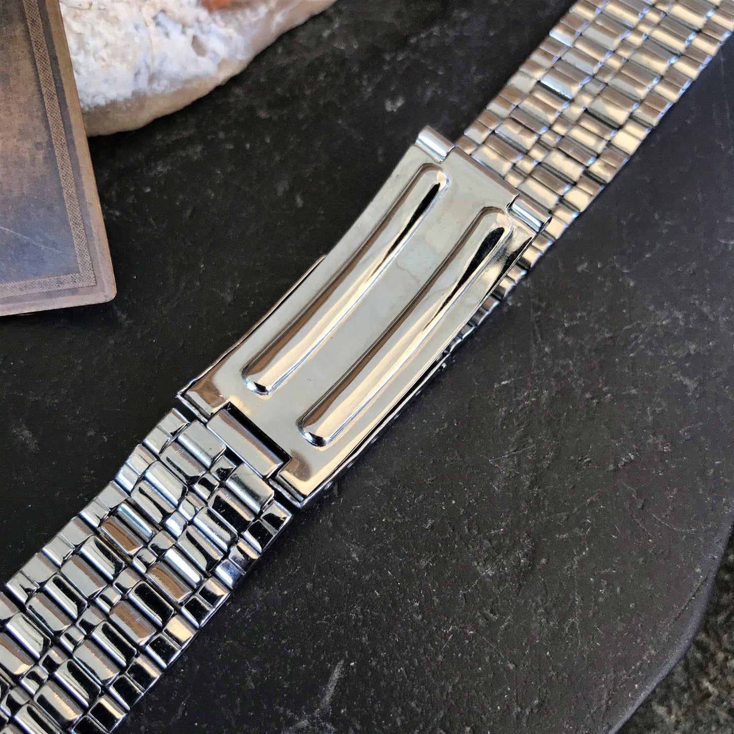 Stainless Steel 18mm Brick Link 1960s nos Vintage Watch Band