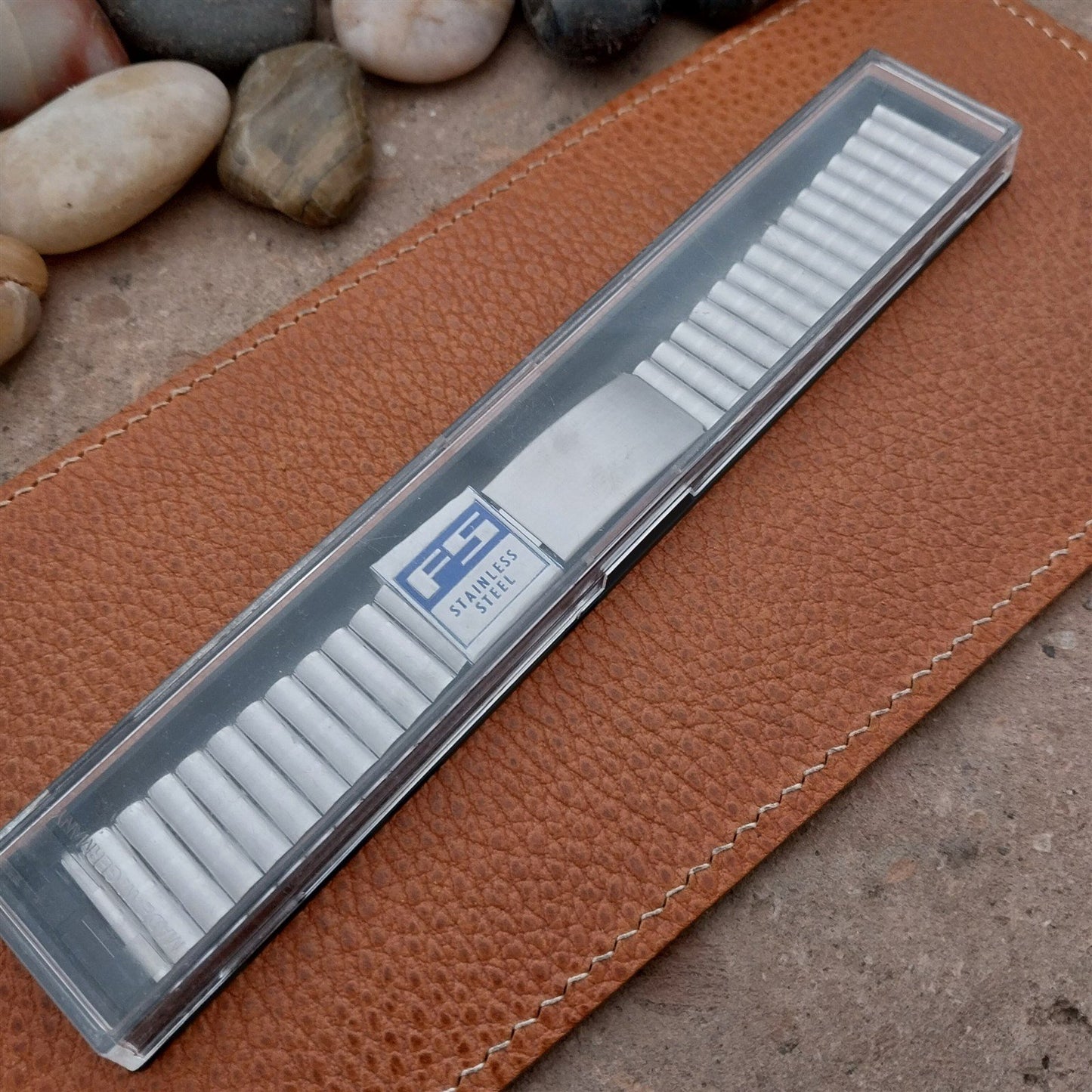 20mm Stainless Steel Barrel Link Unused nos 1970s FS German Vintage Watch Band