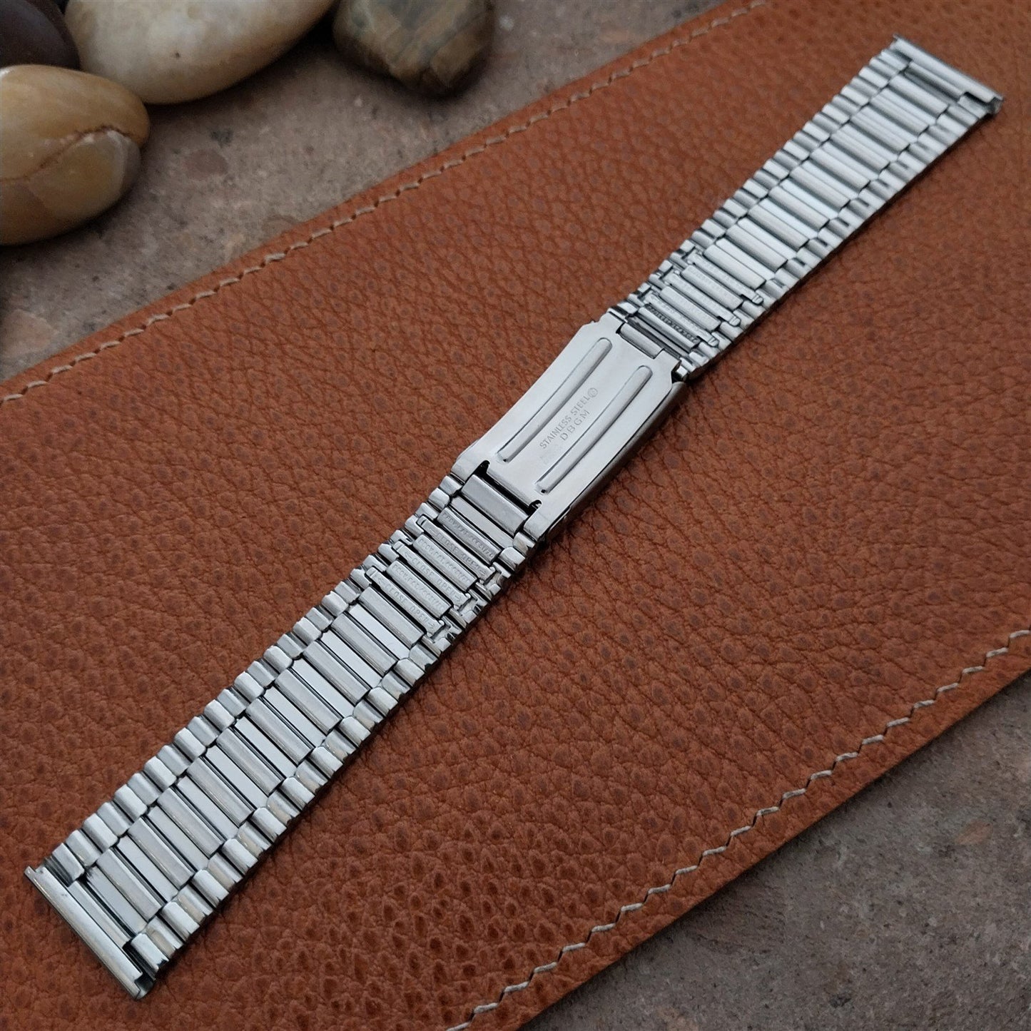 20mm Stainless Steel Barrel Link Unused nos 1970s FS German Vintage Watch Band