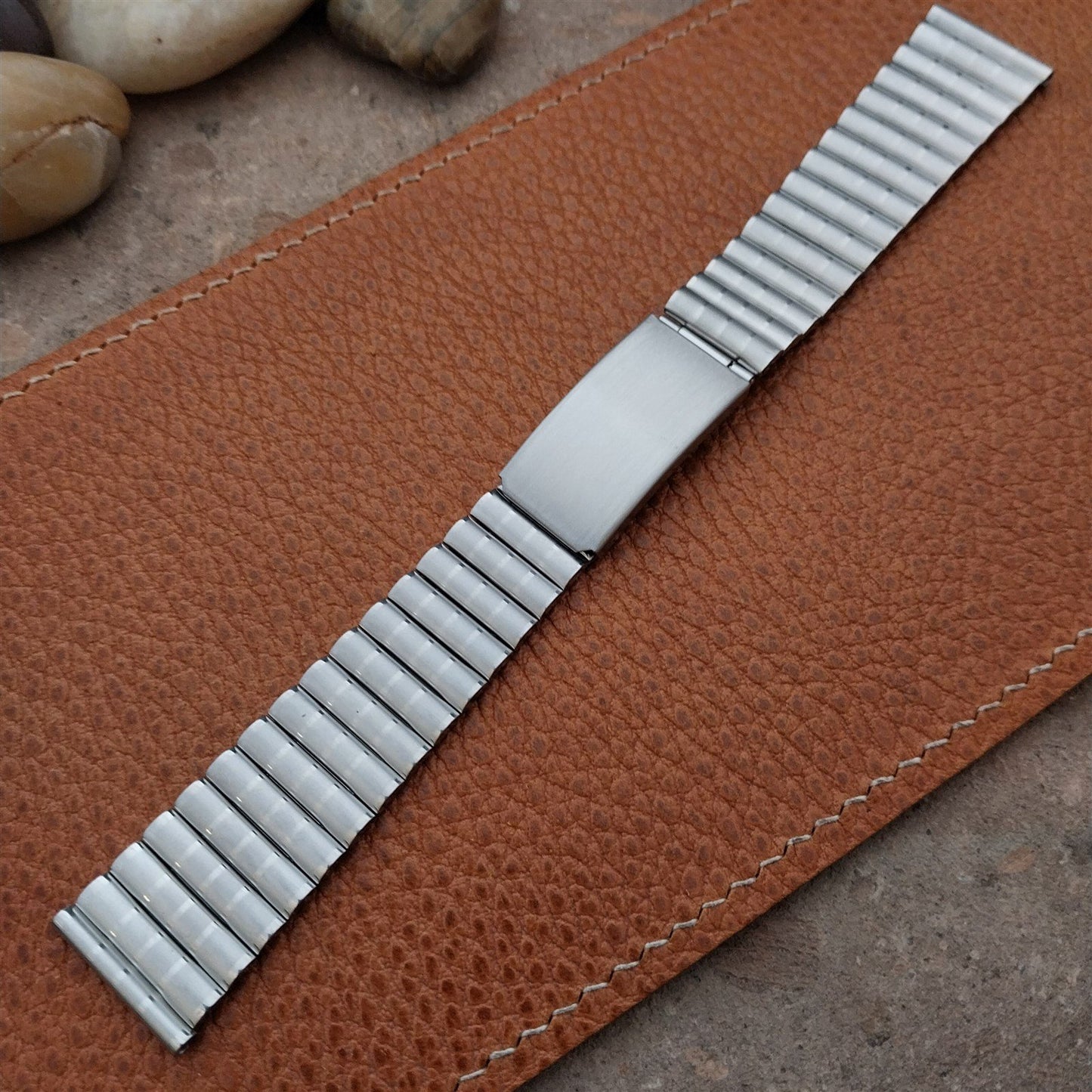 20mm Stainless Steel Barrel Link Unused nos 1970s FS German Vintage Watch Band