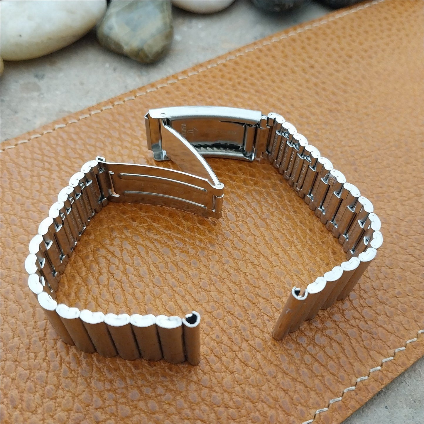 20mm Stainless Steel Barrel Link Unused nos 1970s FS German Vintage Watch Band