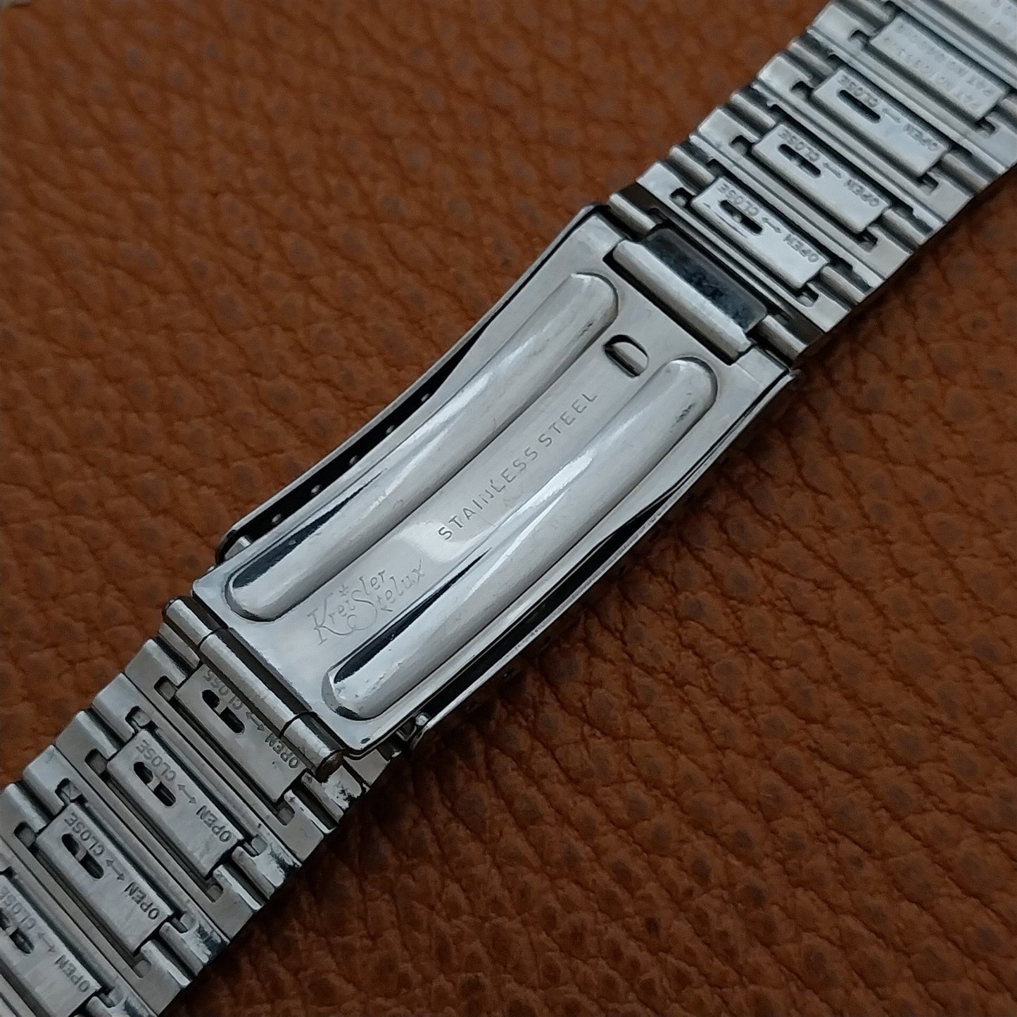 22mm Stainless Steel Bar Link Kreisler Stelux nos Vintage Watch Band