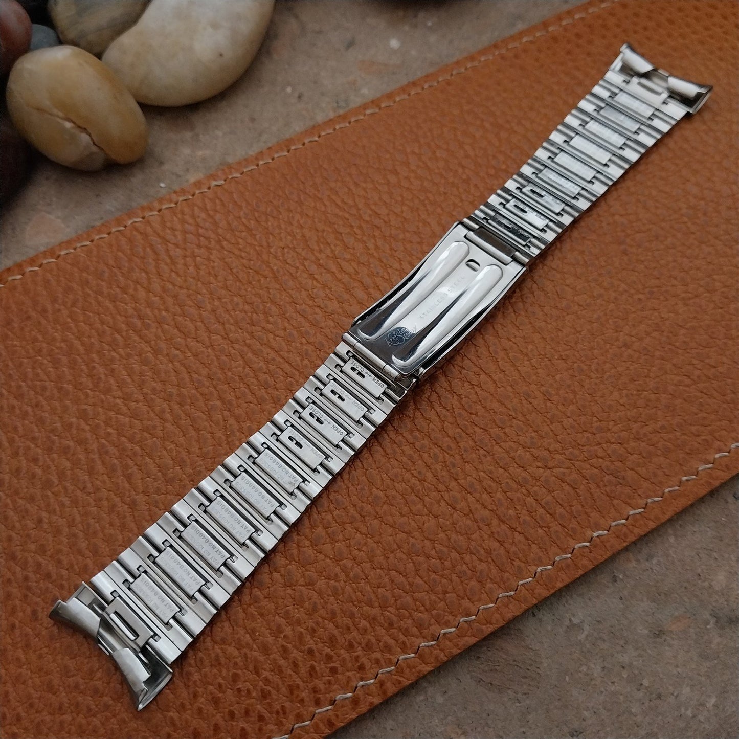 22mm Stainless Steel Bar Link Kreisler Stelux nos Vintage Watch Band