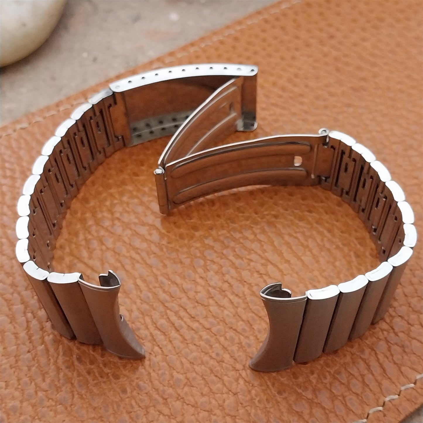 22mm Stainless Steel Bar Link Kreisler Stelux nos Vintage Watch Band