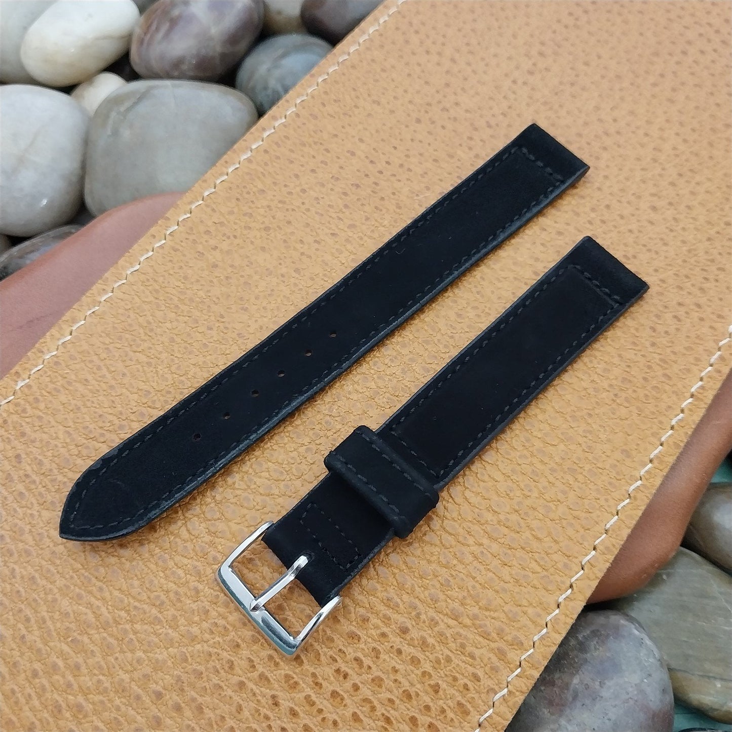 5/8" Long Black Suede Single-Keeper Kreisler nos Unused 1950s Vintage Watch Band