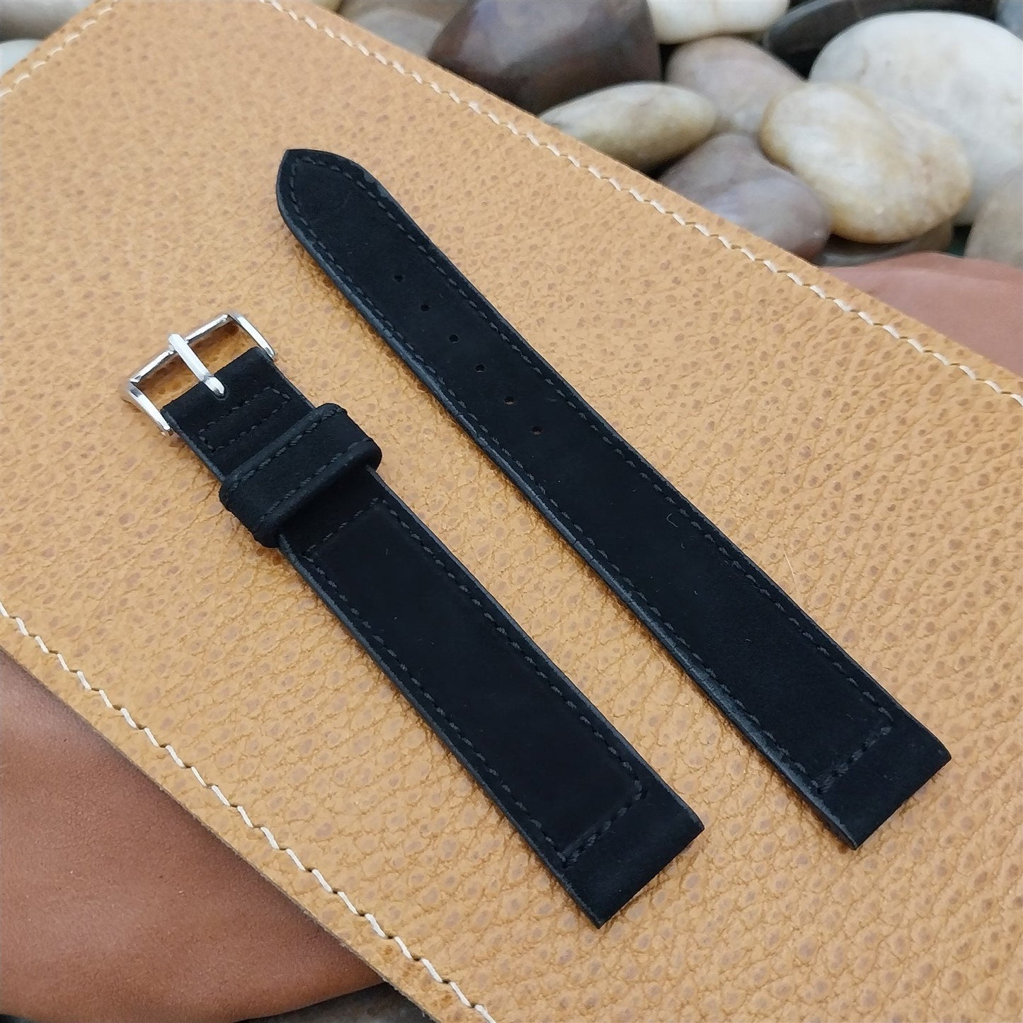 5/8" Long Black Suede Single-Keeper Kreisler nos Unused 1950s Vintage Watch Band