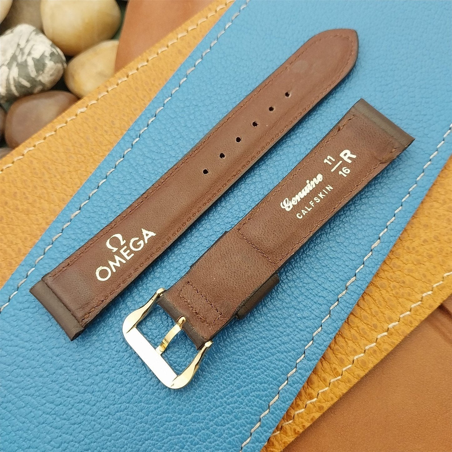 Vintage Omega 11/16" Tapered Brown Calf Leather Unused 1960s-1970s Watch Band