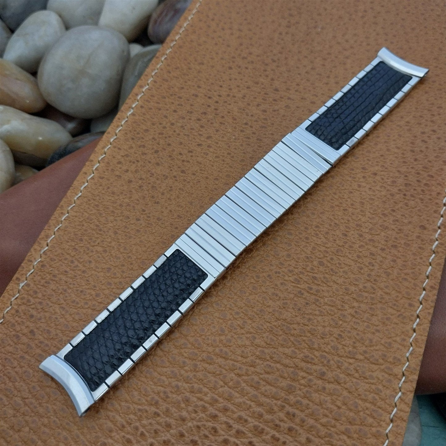 17.2mm Kreisler USA White Gold-Filled & Lizard Unused 1960s Vintage Watch Band