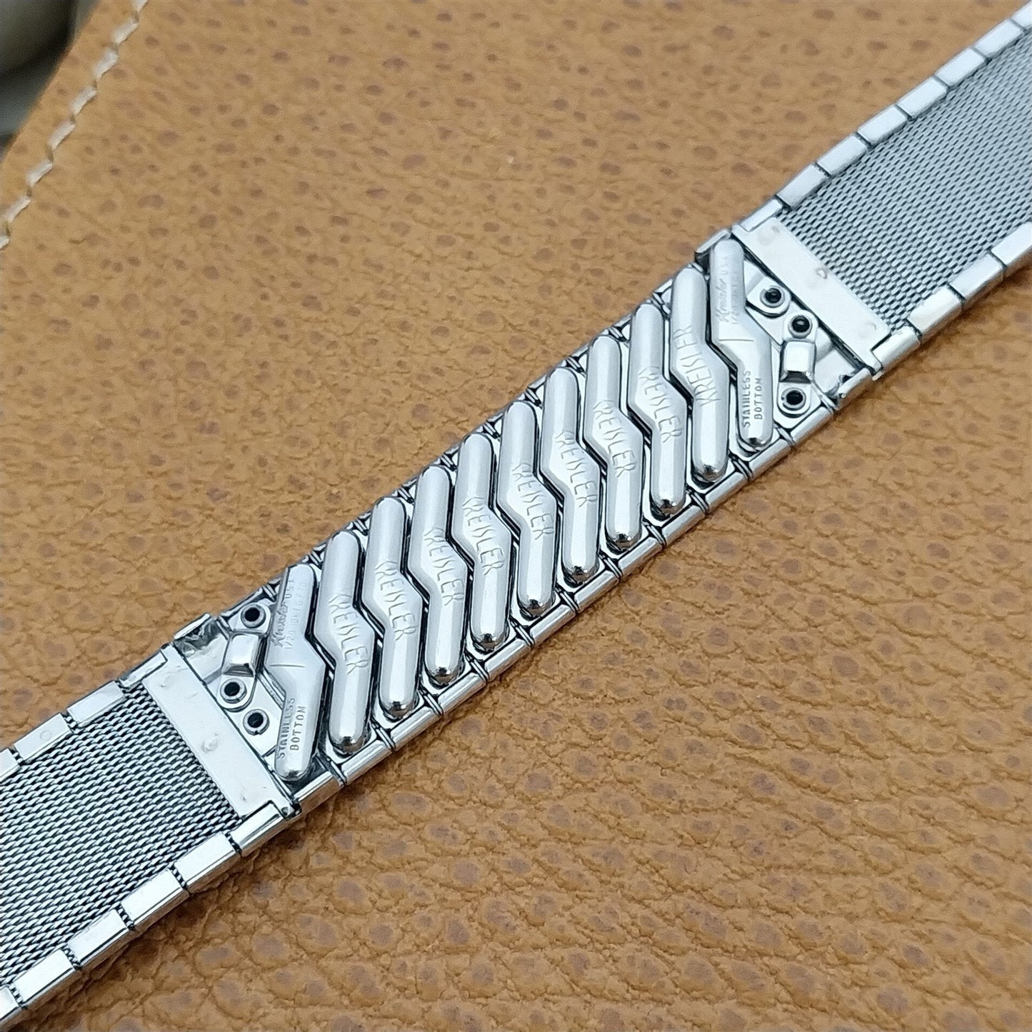 17.2mm Kreisler USA White Gold-Filled & Lizard Unused 1960s Vintage Watch Band