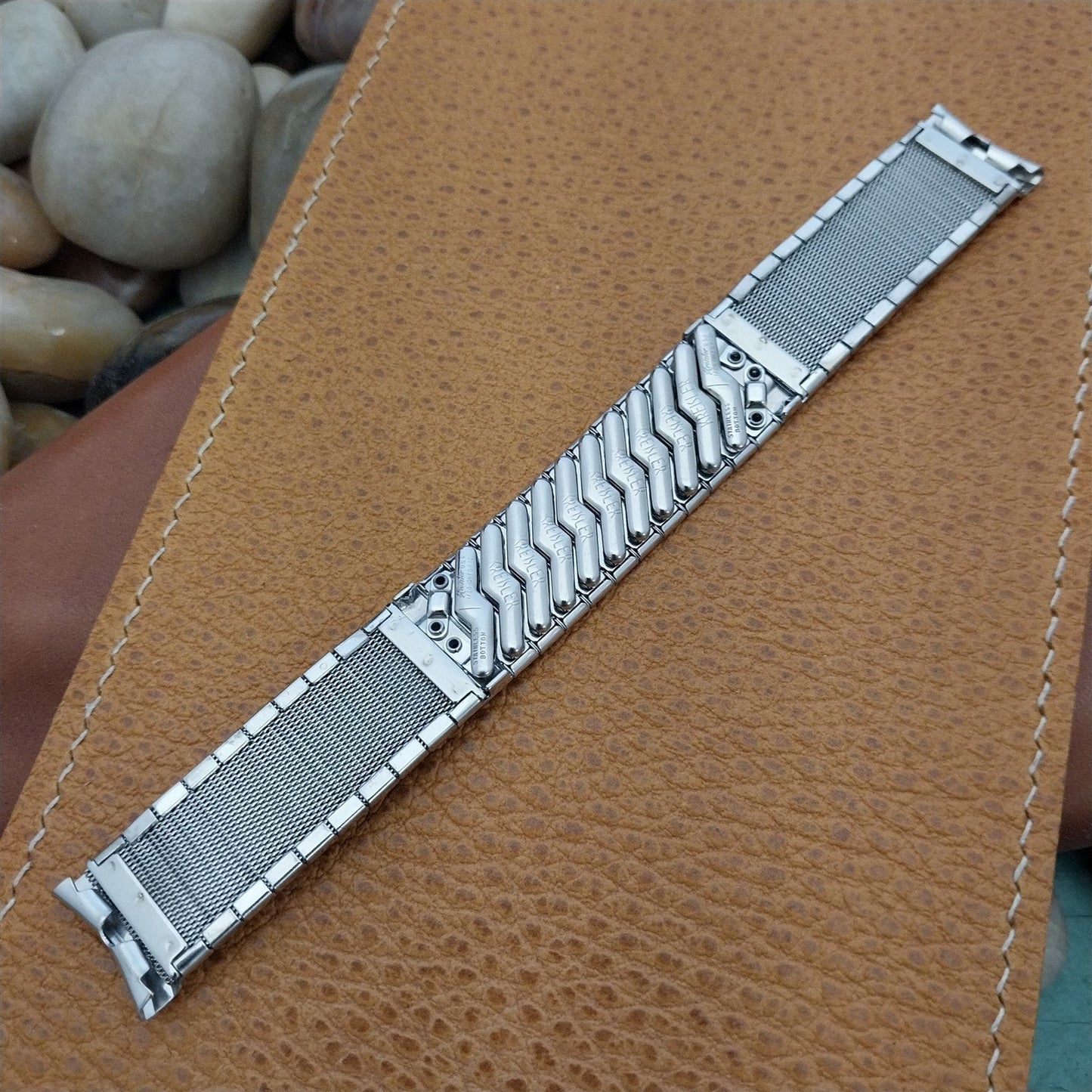 17.2mm Kreisler USA White Gold-Filled & Lizard Unused 1960s Vintage Watch Band