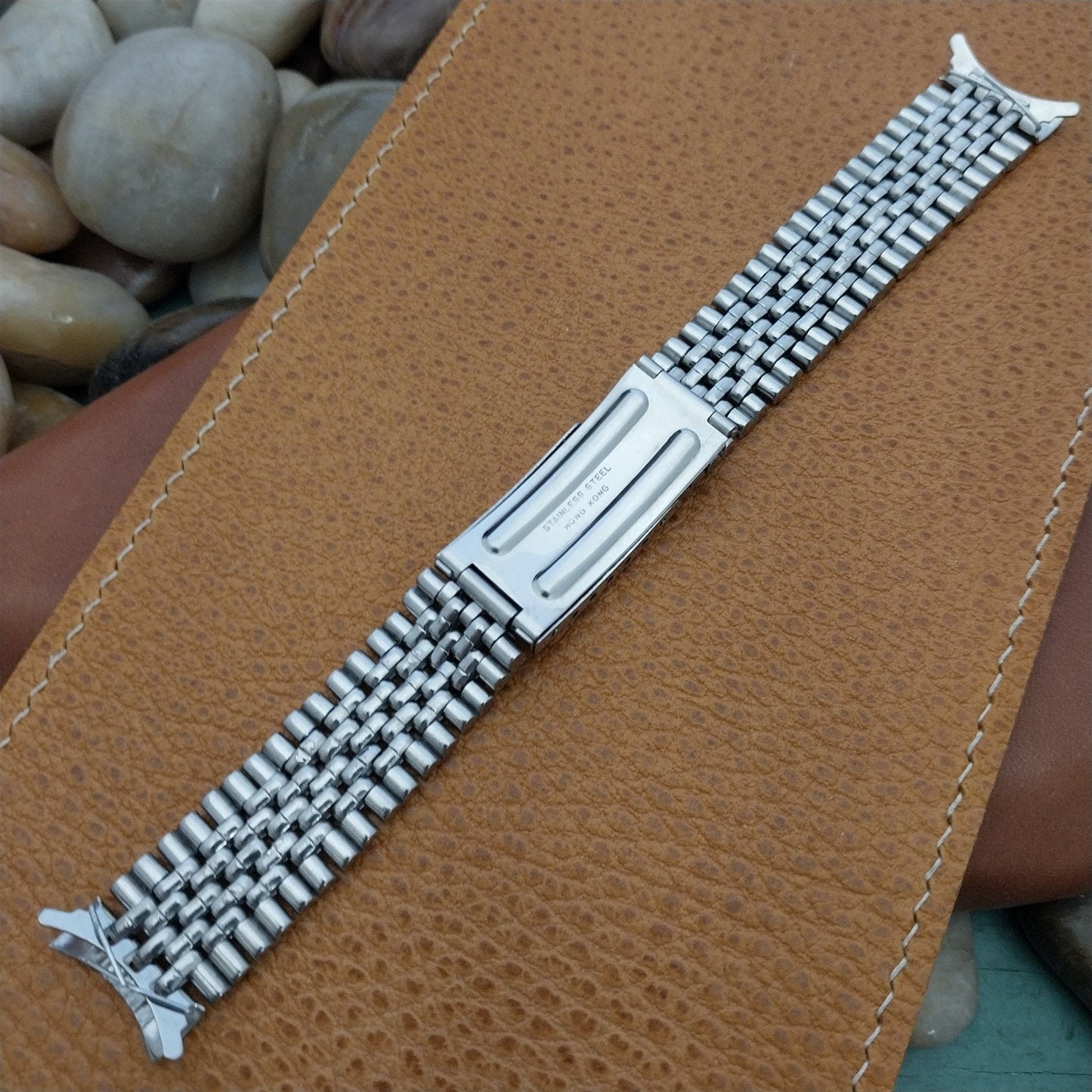 17.2mm Beads of Rice Stainless Steel 1970s Vintage Watch Band Diver nos