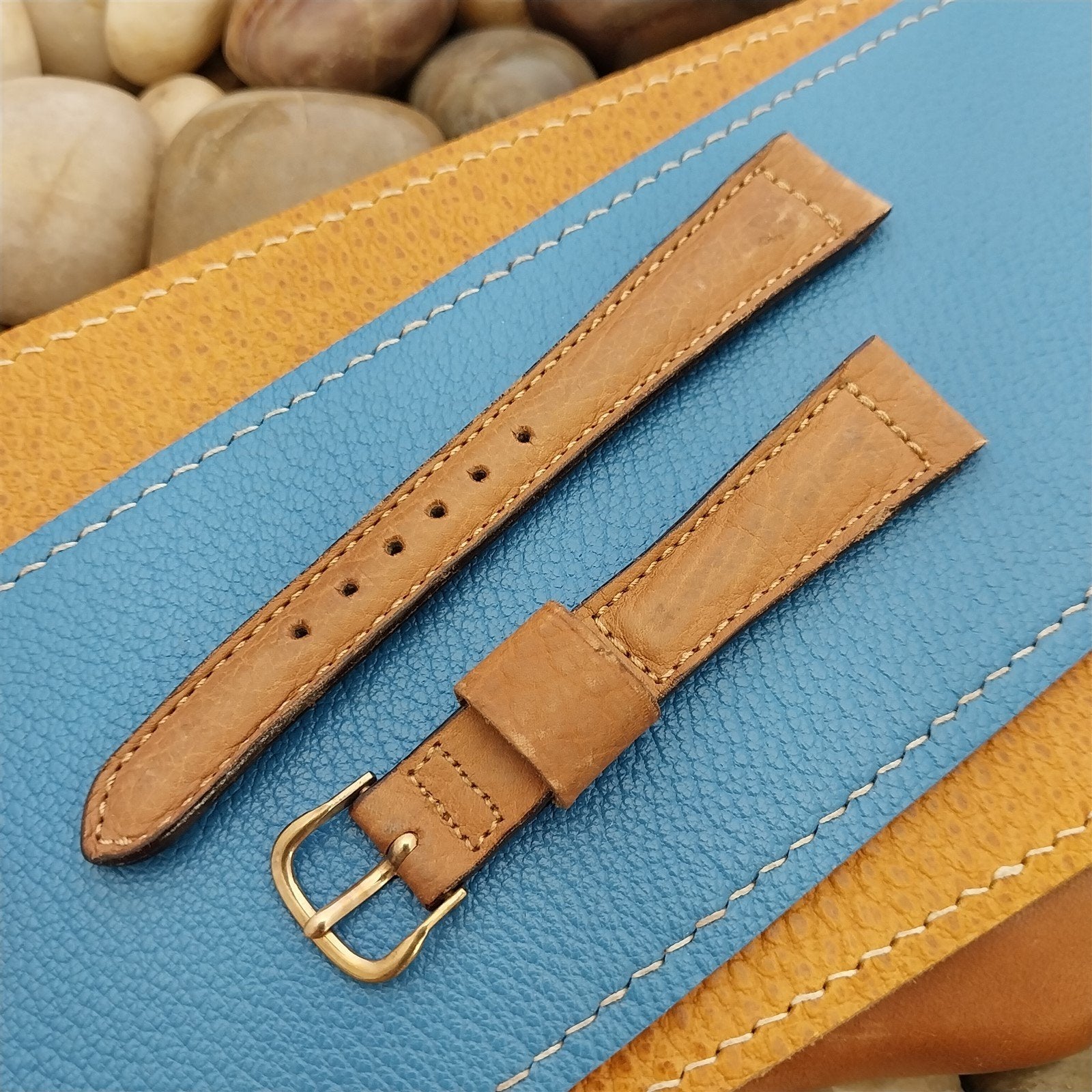 5/8" Elgin Shrunken Calf 1950s nos Vintage Watch Band & Gold Filled Buckle