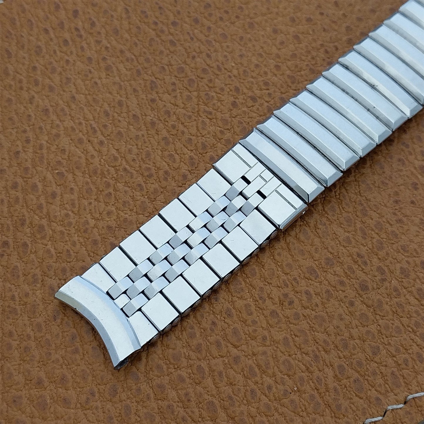 10K White Gold-Filled Kreisler 5/8" Brick Link Unused 1950s Vintage Watch Band