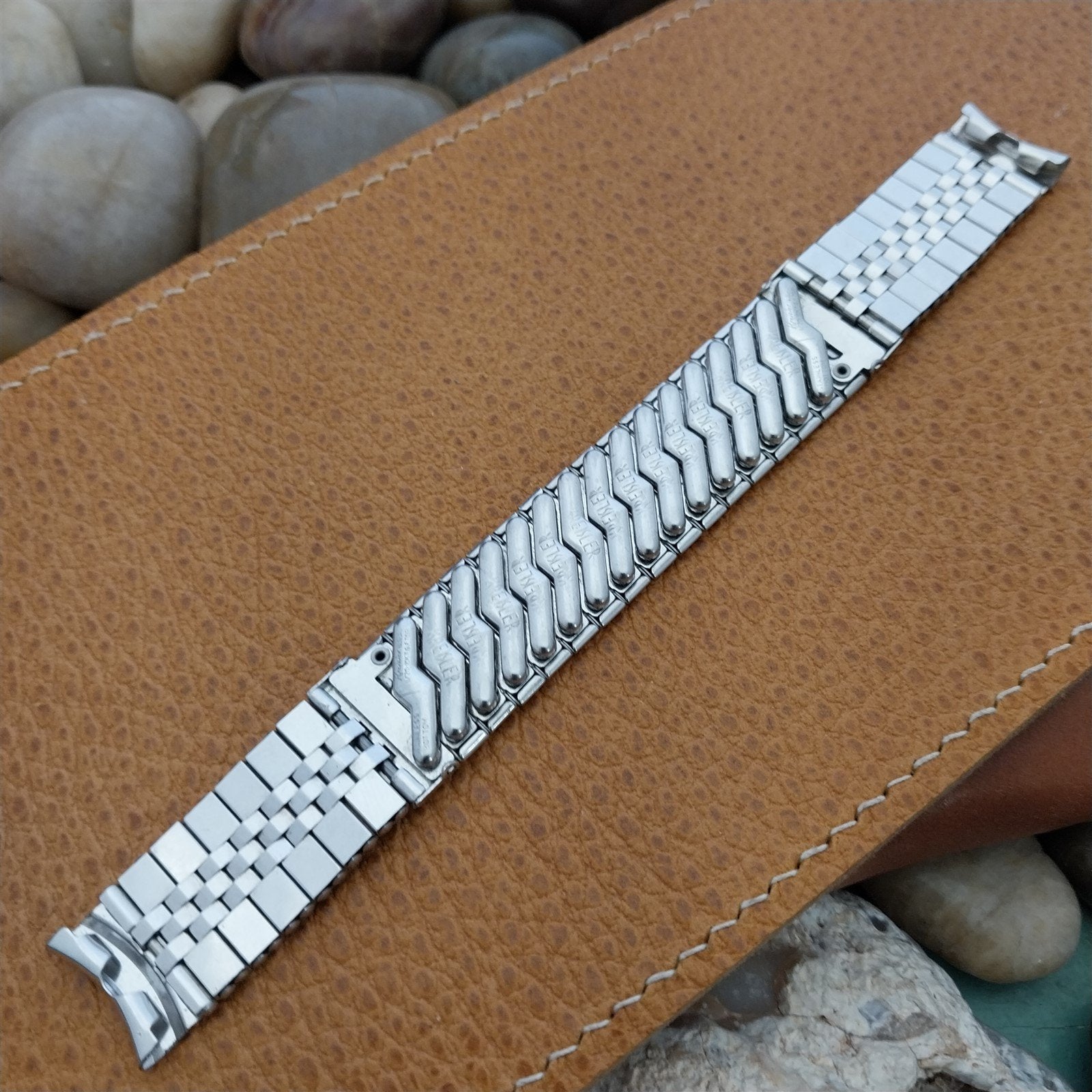 10K White Gold-Filled Kreisler 5/8" Brick Link Unused 1950s Vintage Watch Band