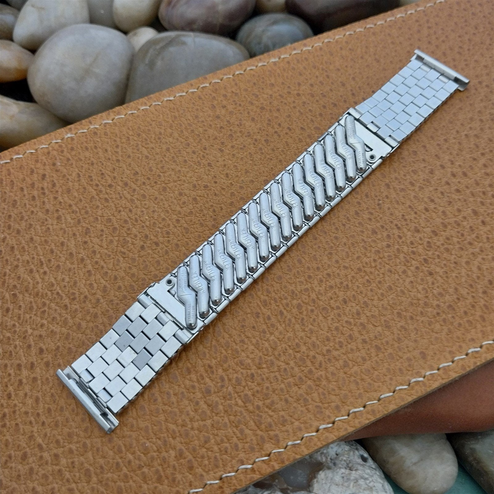 10K White Gold-Filled Kreisler Short Brick Link nos 50s Vintage Watch Band