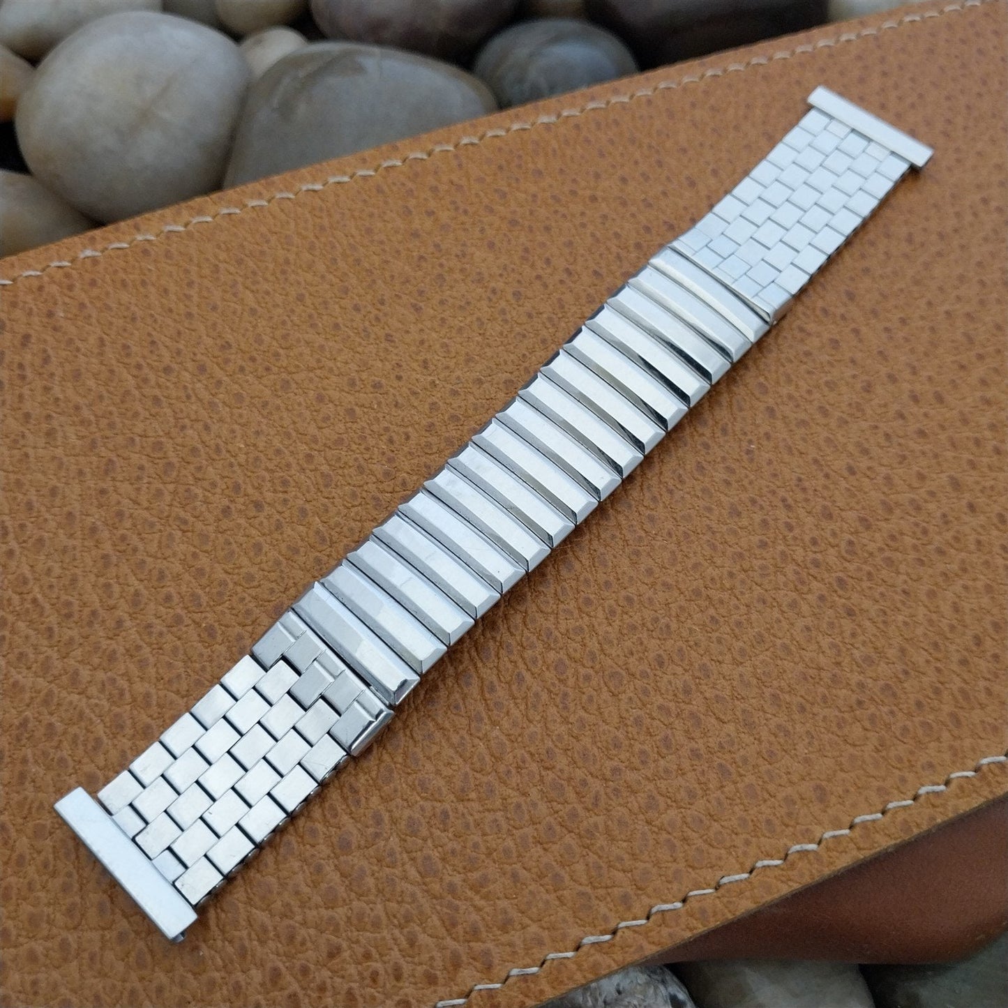 10K White Gold-Filled Kreisler Short Brick Link nos 50s Vintage Watch Band