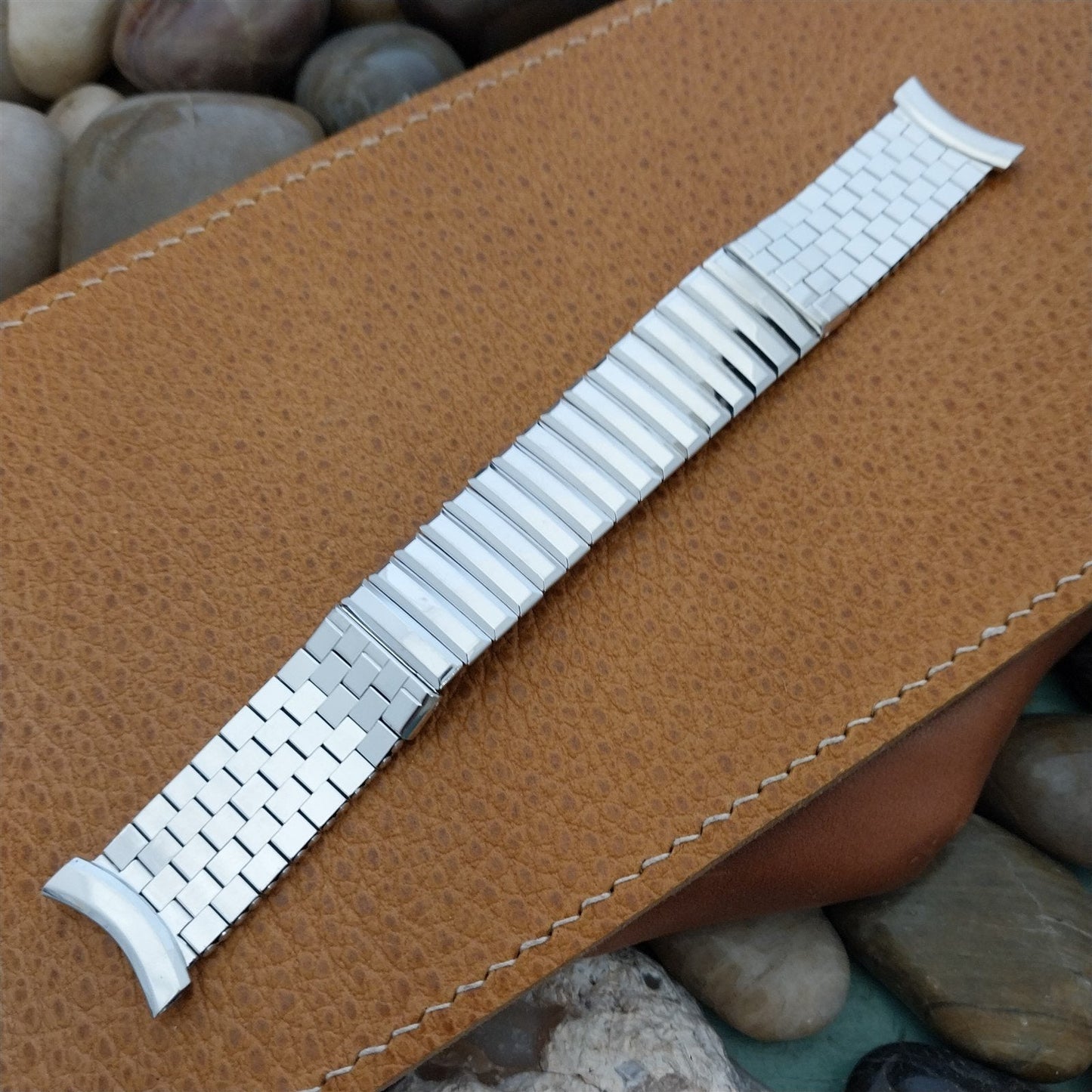 White Gold-Filled Kreisler 19mm 18mm 17mm Brick Link 1950s Vintage Watch Band