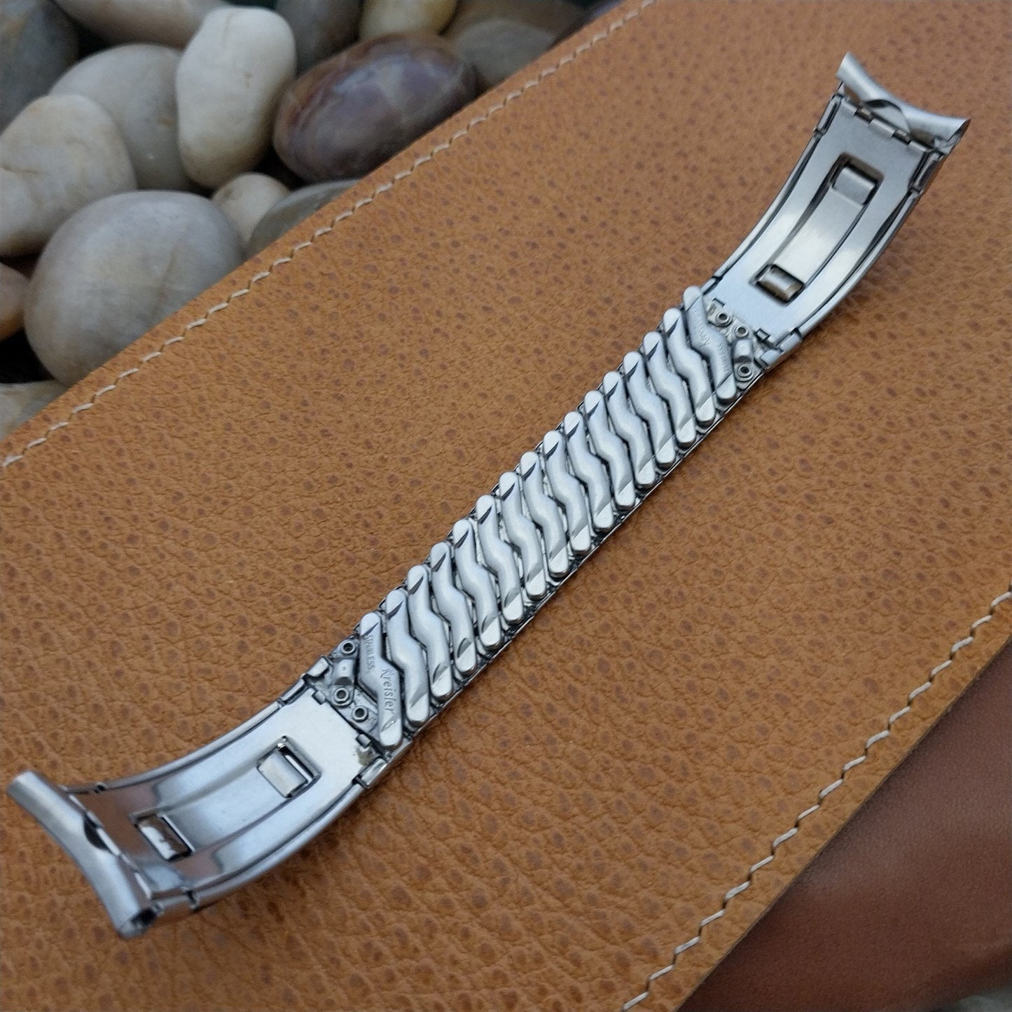 Kreisler USA Stainless Steel & Alligator Grain Unused 1950s Vintage Watch Band