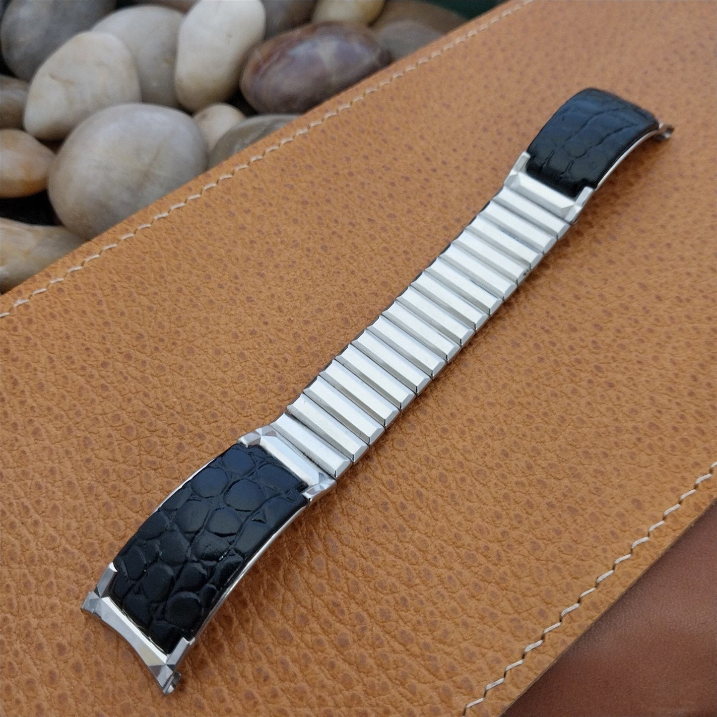 Kreisler USA Stainless Steel & Alligator Grain Unused 1950s Vintage Watch Band