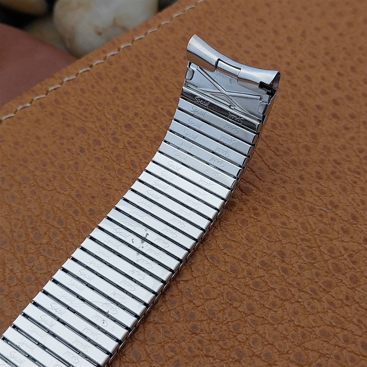 17.2mm White Gold-Filled Long Thinline Speidel Unused 1970s Vintage Watch Band