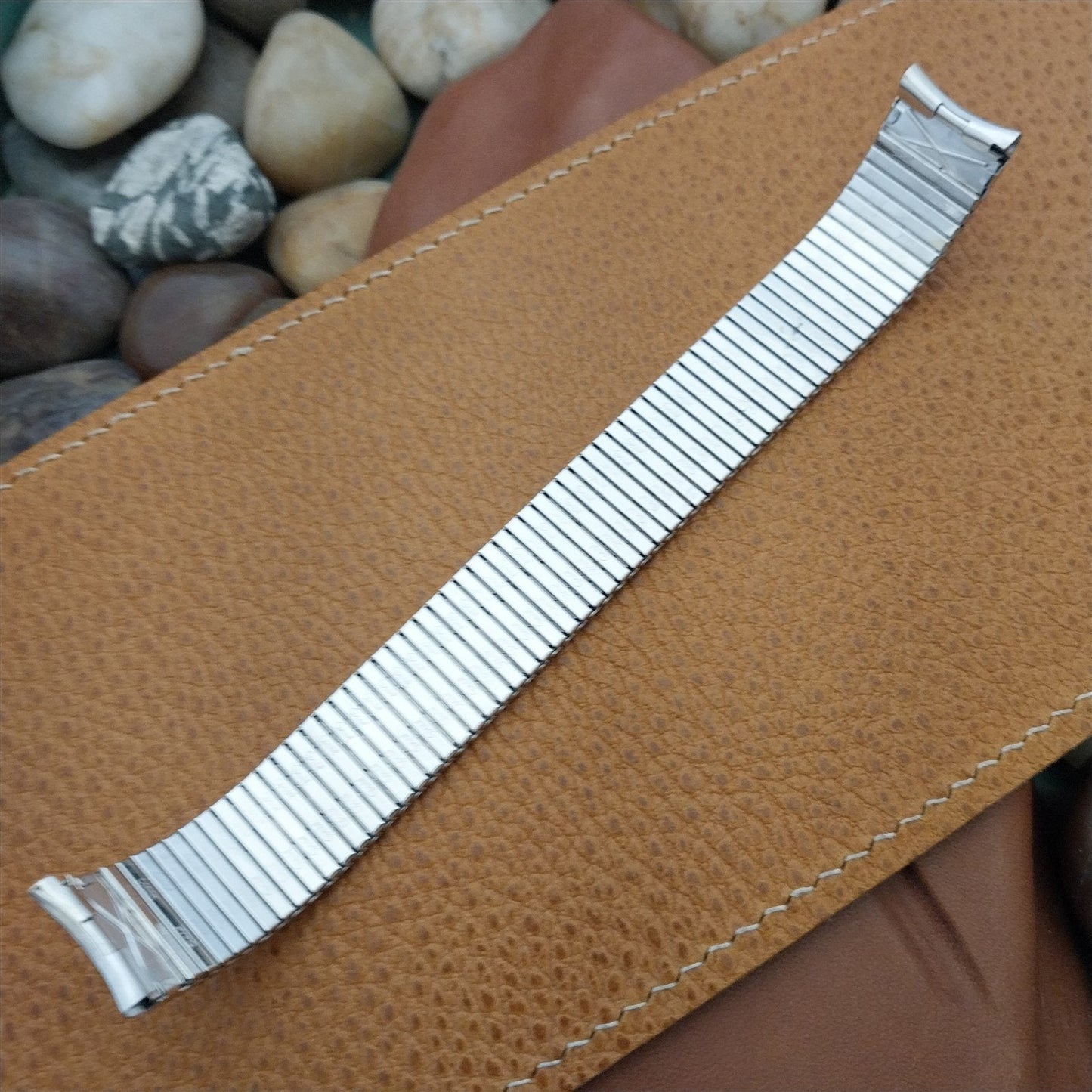 17.2mm White Gold-Filled Long Thinline Speidel Unused 1970s Vintage Watch Band