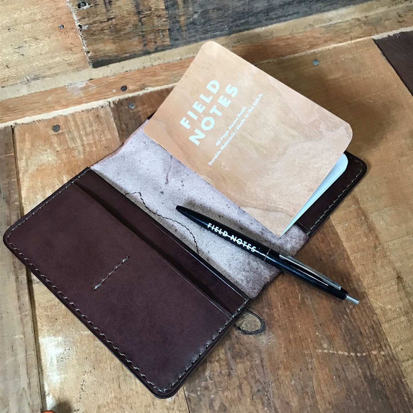 Handmade Saddle Leather Passport Wallet Notebook & Field Notes Cover