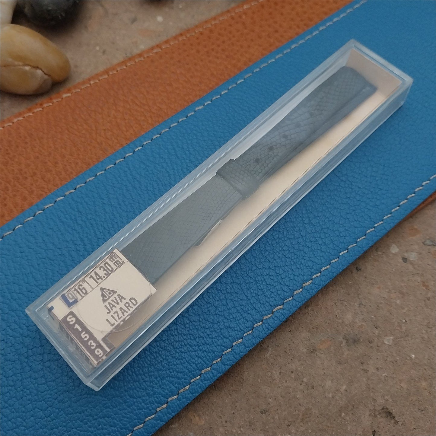 JB Champion USA Black Java Lizard 9/16" 14mm Unused 1970s Vintage Watch Strap