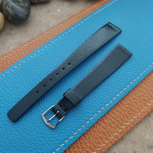 JB Champion USA Black Java Lizard 9/16" 14mm Unused 1970s Vintage Watch Strap