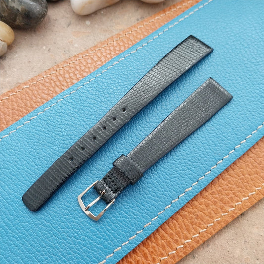 JB Champion USA Black Java Lizard 9/16" 14mm Unused 1970s Vintage Watch Strap