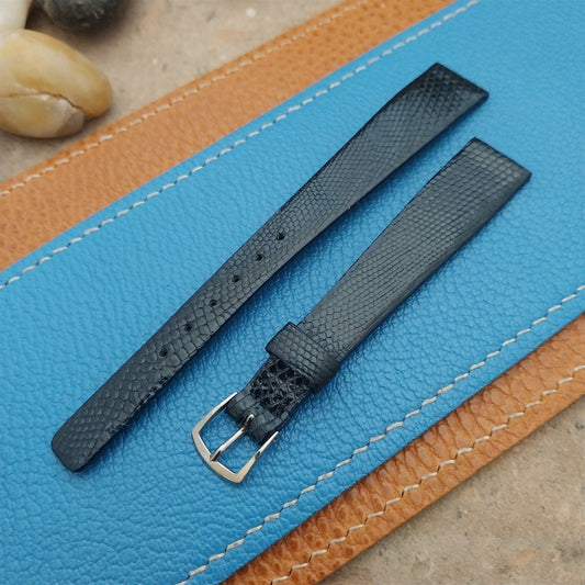 JB Champion USA Black Java Lizard 9/16" 14mm Unused 1970s Vintage Watch Strap