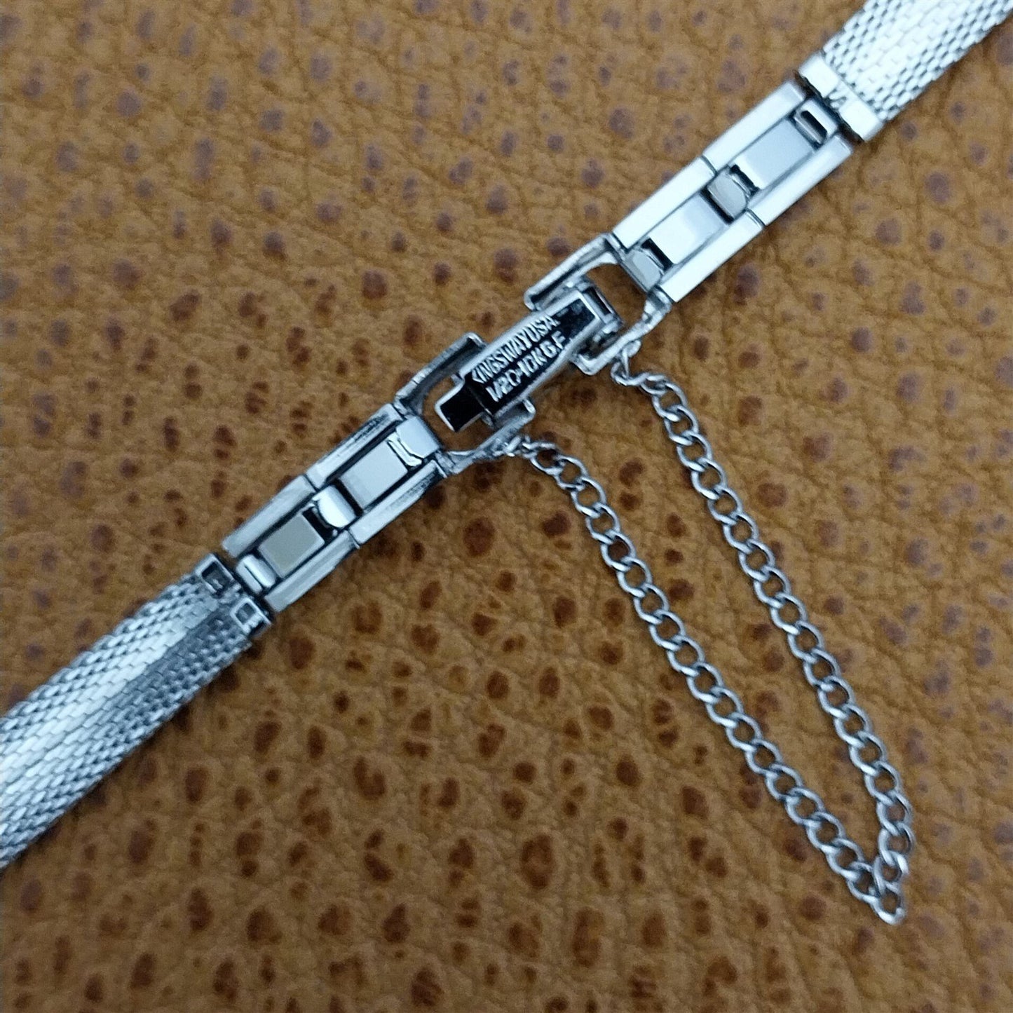 Vintage White Gold-Filled Mesh Cocktail Watch Bracelet nos 1960s-1970s Speidel