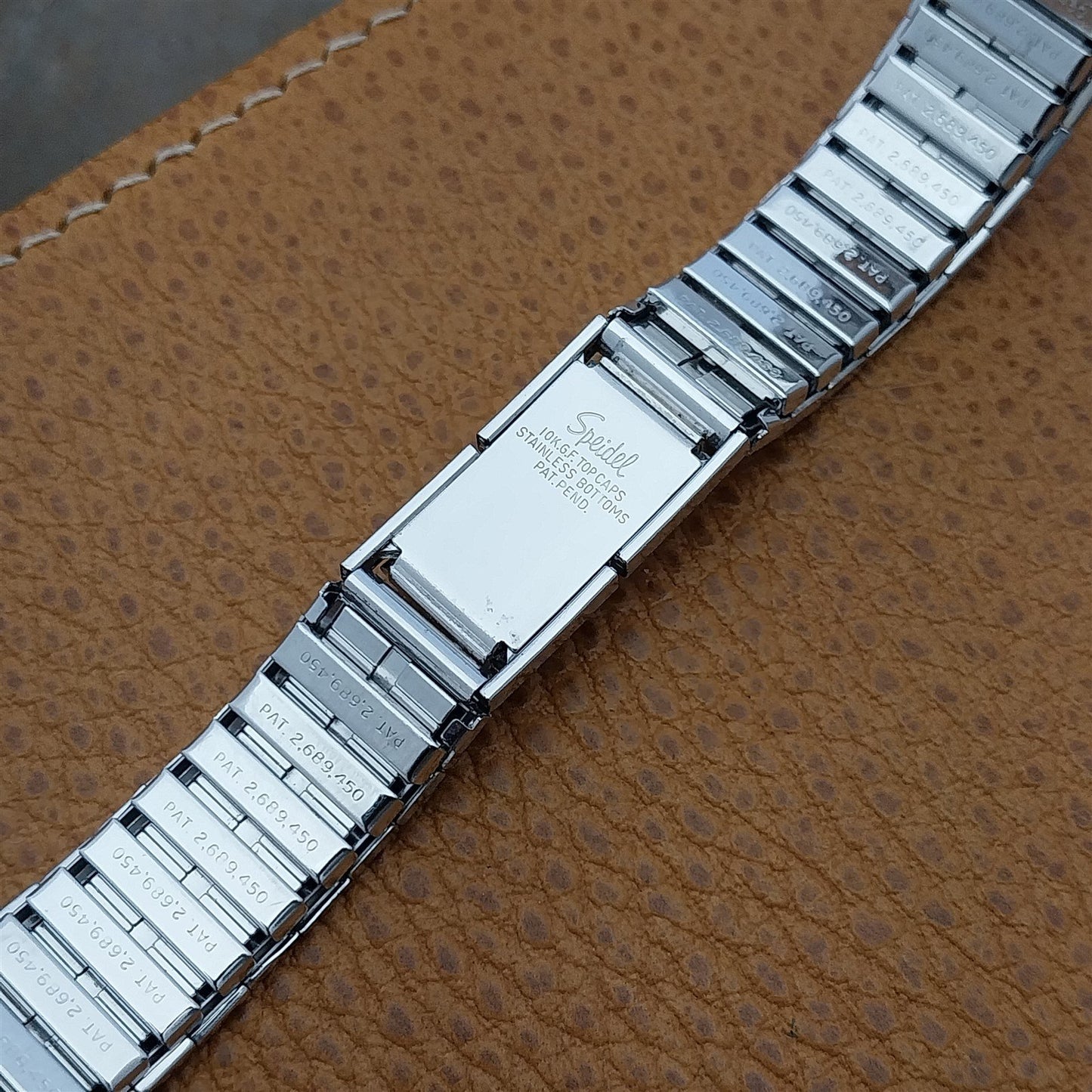 19mm 18mm 10K White Gold-Filled Long Speidel USA nos Classic Vintage Watch Band