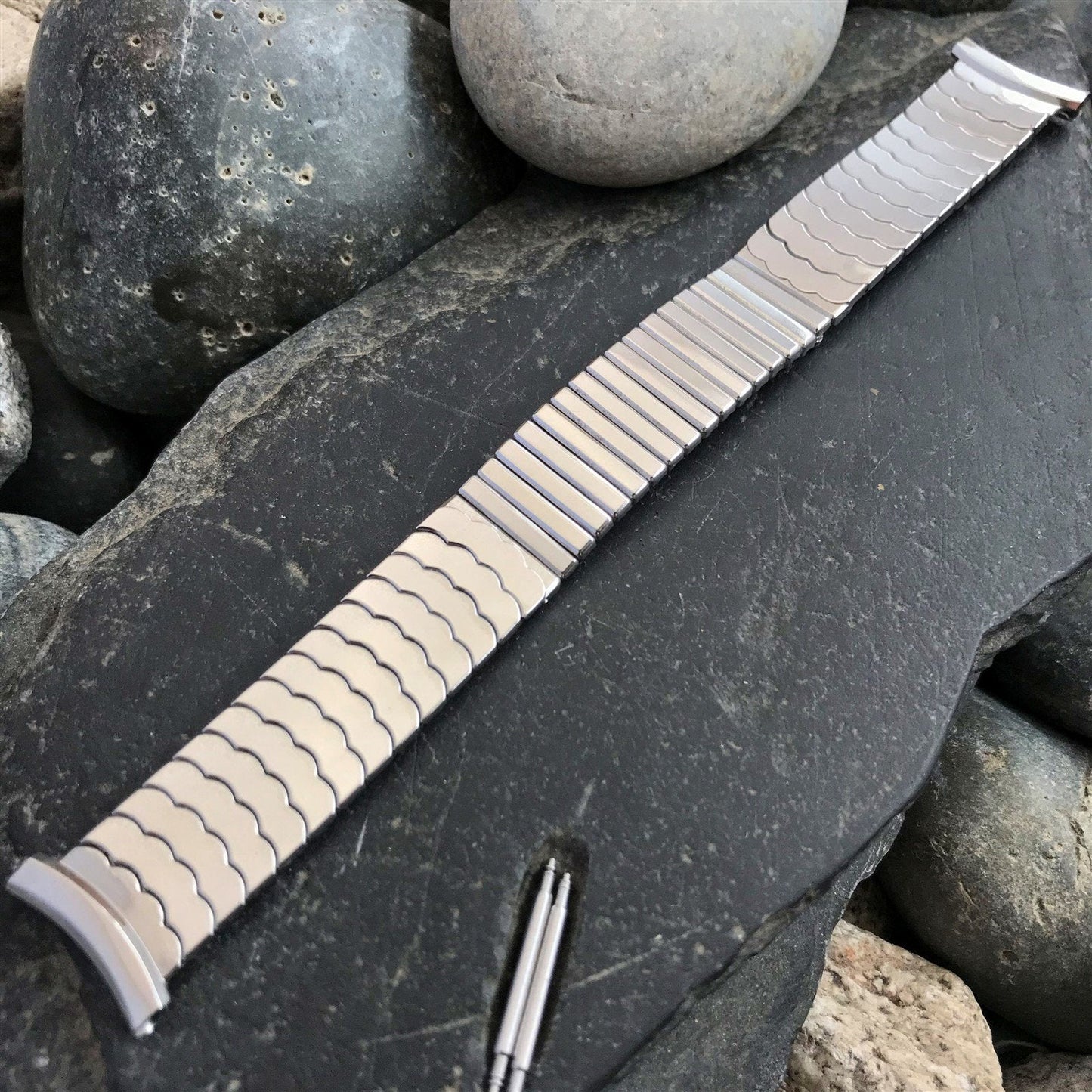 1958 10k White Gold Filled Classic Long nos Vintage Watch Band Speidel USA