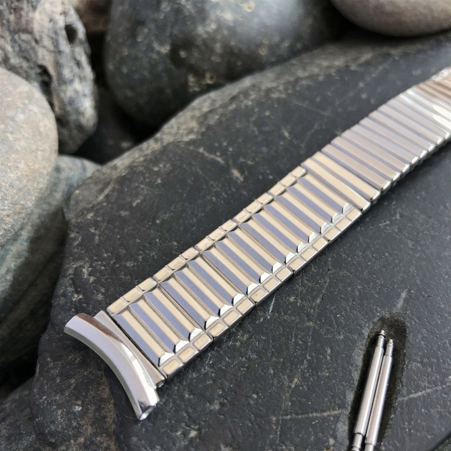 1957 10k White Gold Filled Classic Long nos Vintage Watch Band Speidel USA