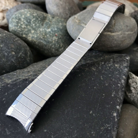 18mm 10k White Gold-Filled Long Speidel USA Classic nos Vintage Watch Band