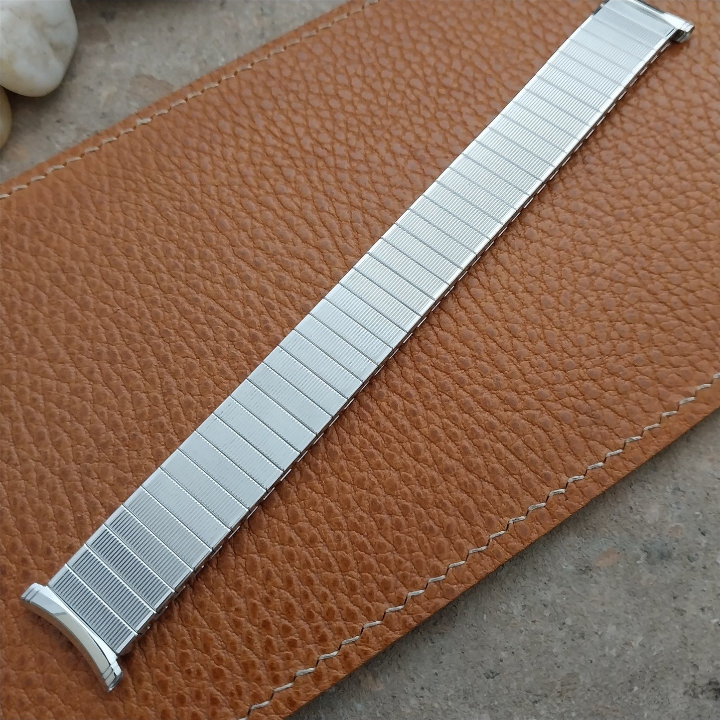 19mm 18mm 16mm White Gold-Filled Speidel Slalom Unused 1970s Vintage Watch Band