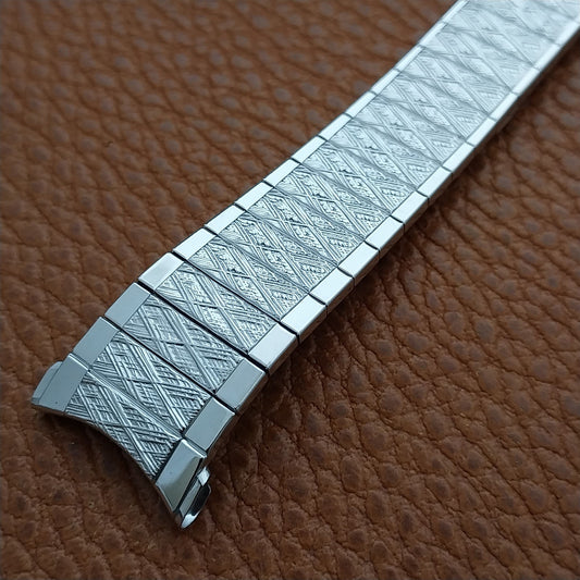 Vintage 19mm 18mm 17mm 70s Speidel Tapered White Gold-Filled Classic Watch Band