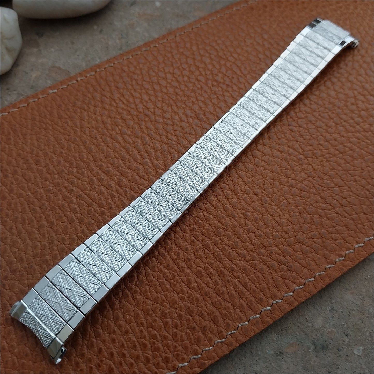 Vintage 19mm 18mm 17mm 70s Speidel Tapered White Gold-Filled Classic Watch Band